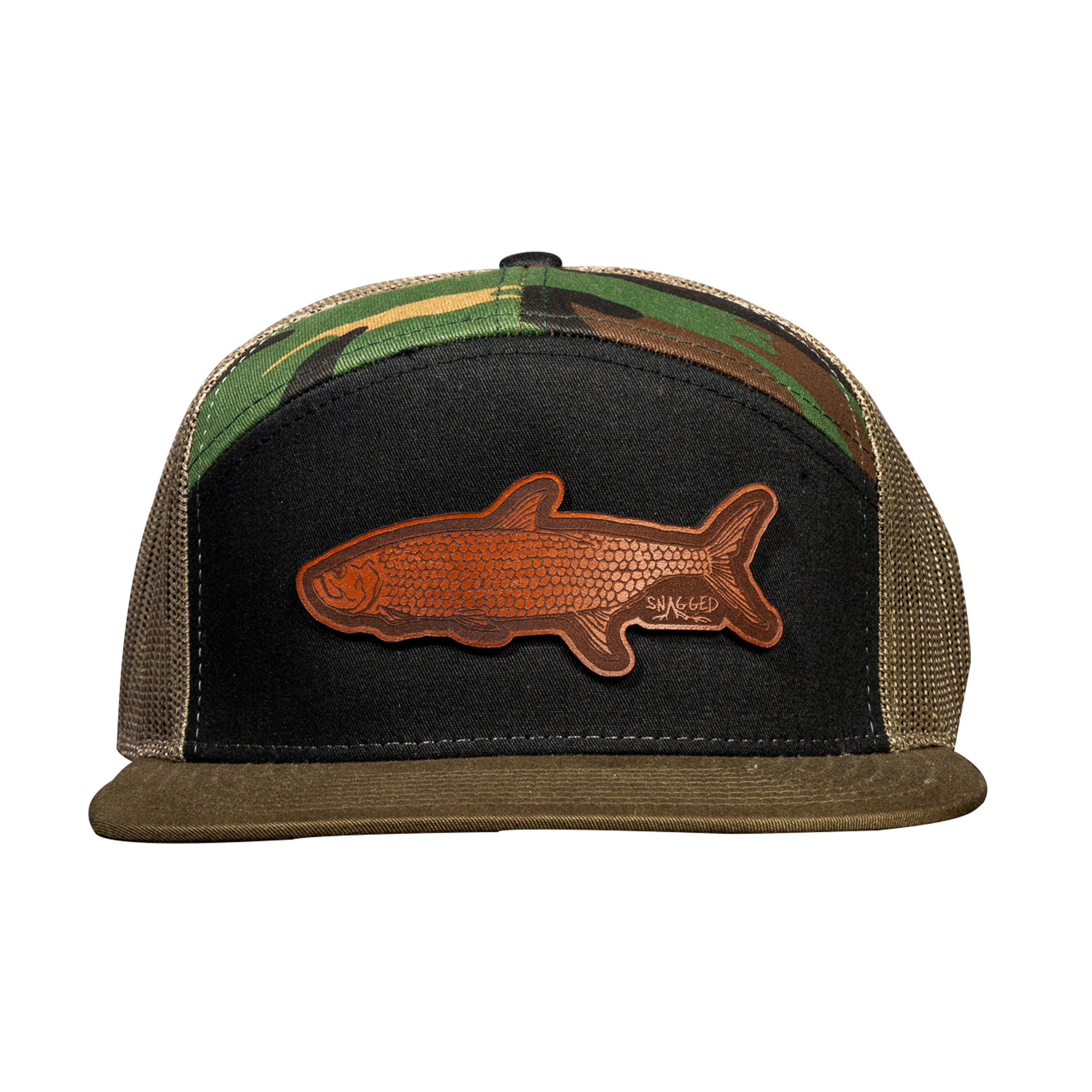 Tarpon Leather Camo - Snagged Apparel Flat Bill Hat