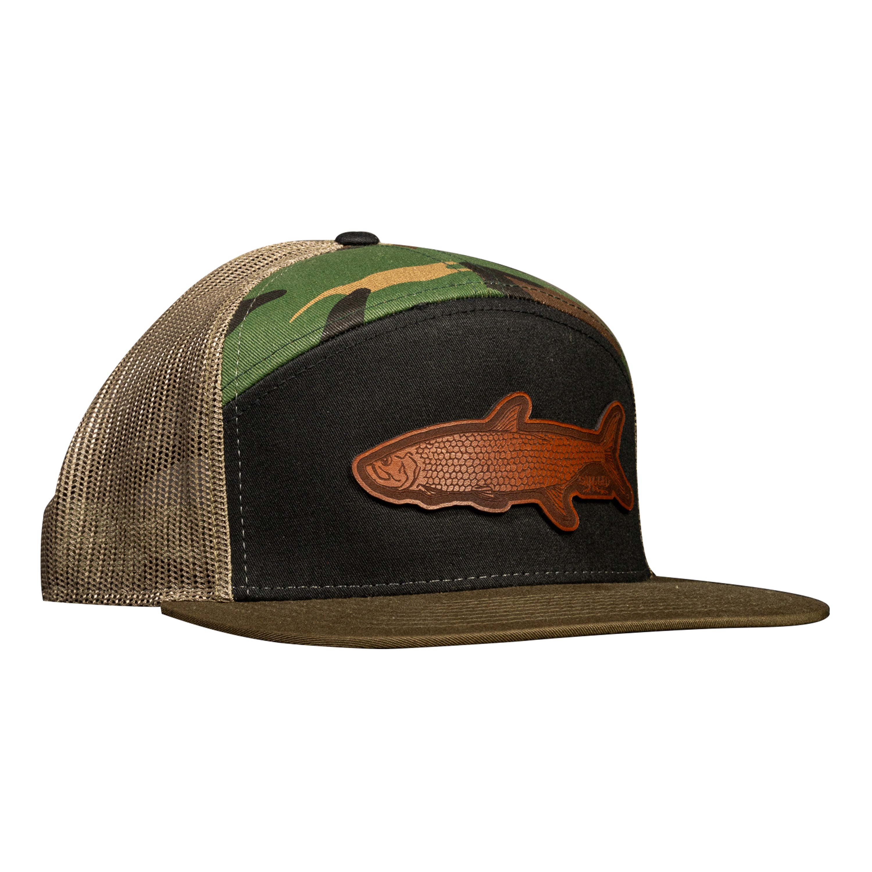 Tarpon Leather Camo - Snagged Apparel Flat Bill Hat