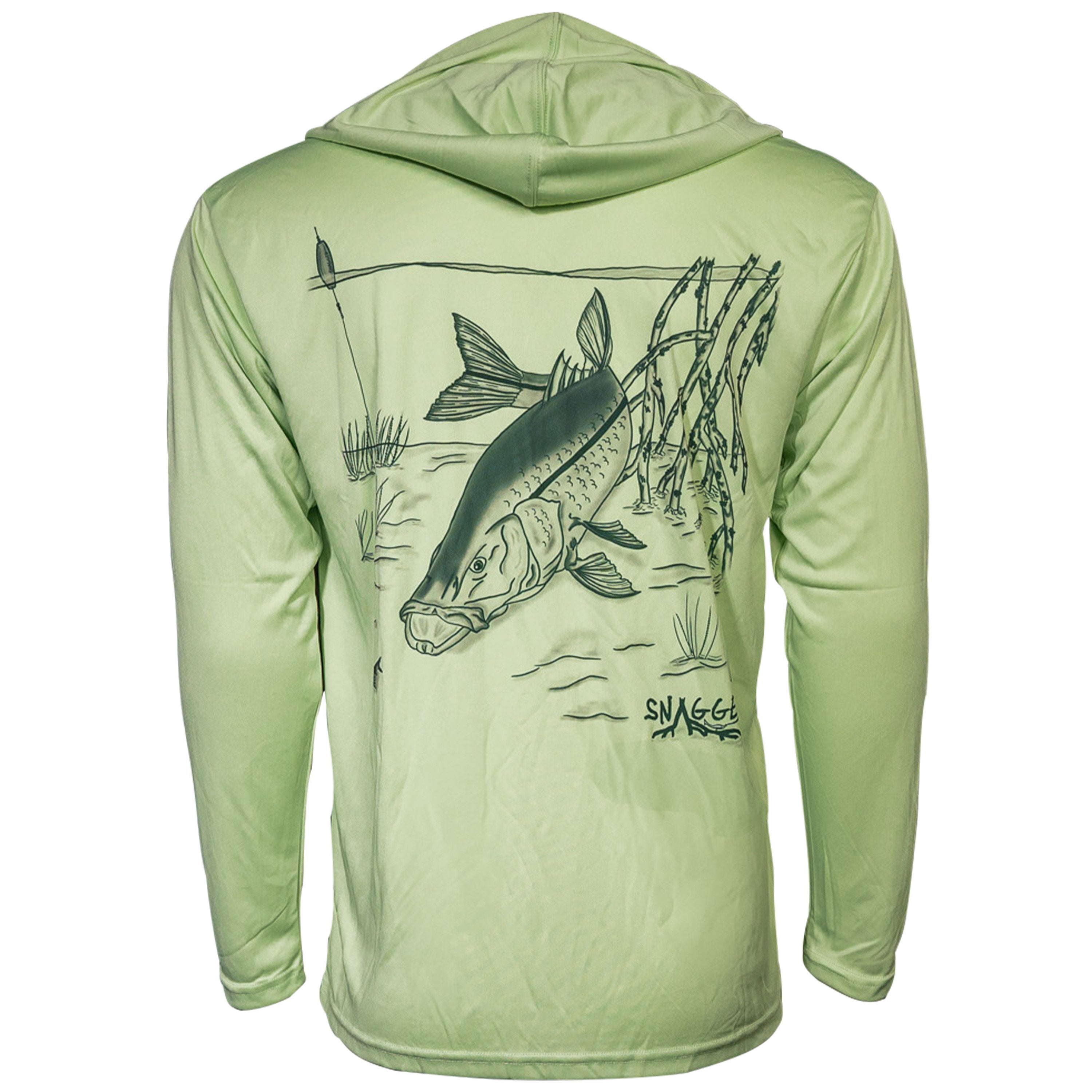 Flats Snook - Snagged Apparel Hooded Performance Long Sleeve T-Shirt